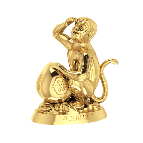 Khỉ vàng 24K (999.9) - Tượng con giáp Phú Quý