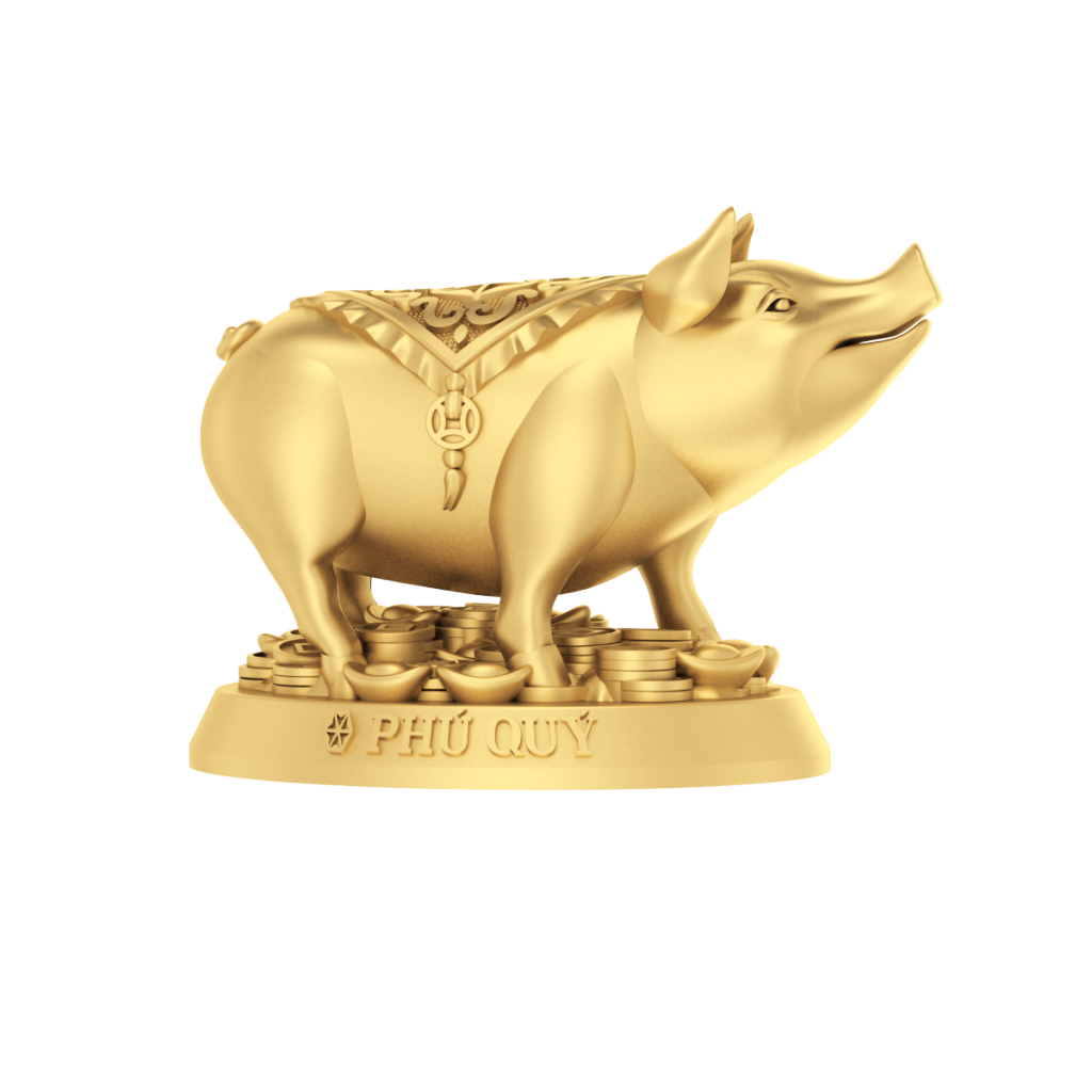 Heo vàng 24K (999.9) - Tượng con giáp Phú Quý