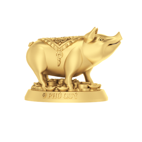 Heo vàng 24K (999.9) - Tượng con giáp Phú Quý