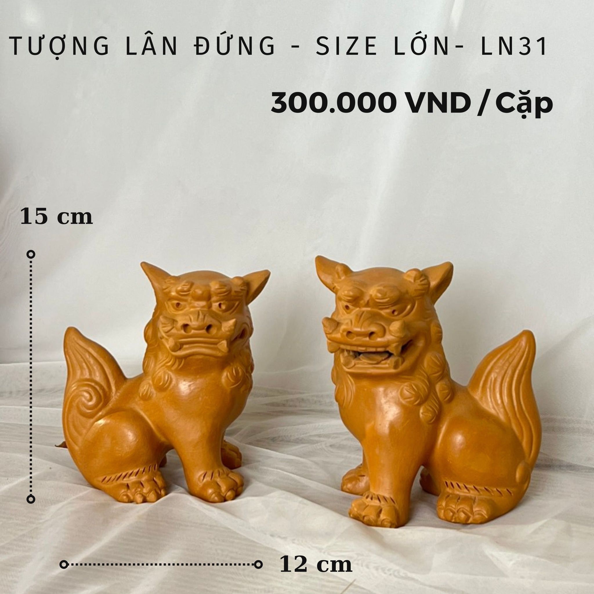  Lân Đất Nung Trang Trí - Size Lớn - L - LN31 