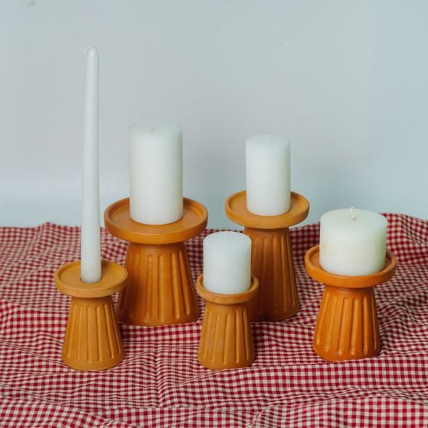  Set 5 Đế Bỏ Nến Đất Nung - Set of 5 Terra Cotta Candle Holder - DN26 