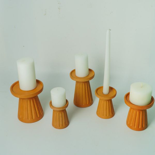  Set 5 Đế Bỏ Nến Đất Nung - Set of 5 Terra Cotta Candle Holder - DN26 