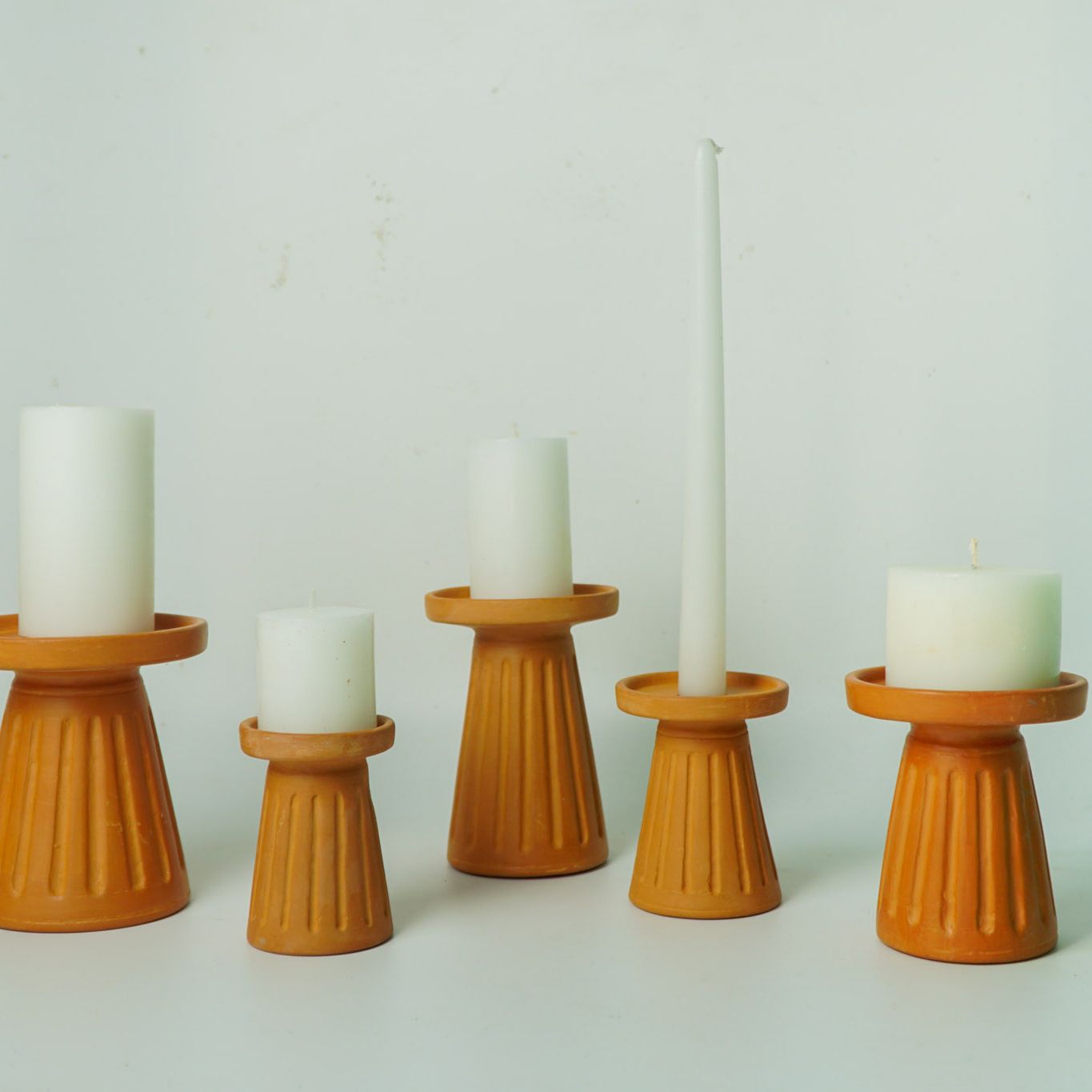  Set 5 Đế Bỏ Nến Đất Nung - Set of 5 Terra Cotta Candle Holder - DN26 