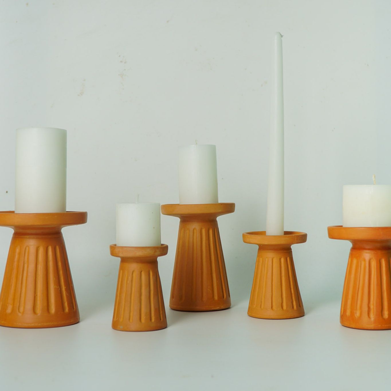  Set 5 Đế Bỏ Nến Đất Nung - Set of 5 Terra Cotta Candle Holder - DN26 