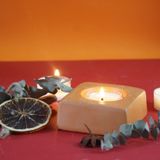  Đế Bỏ Nến Tealight Đất Nung Hình Vuông - DN34 