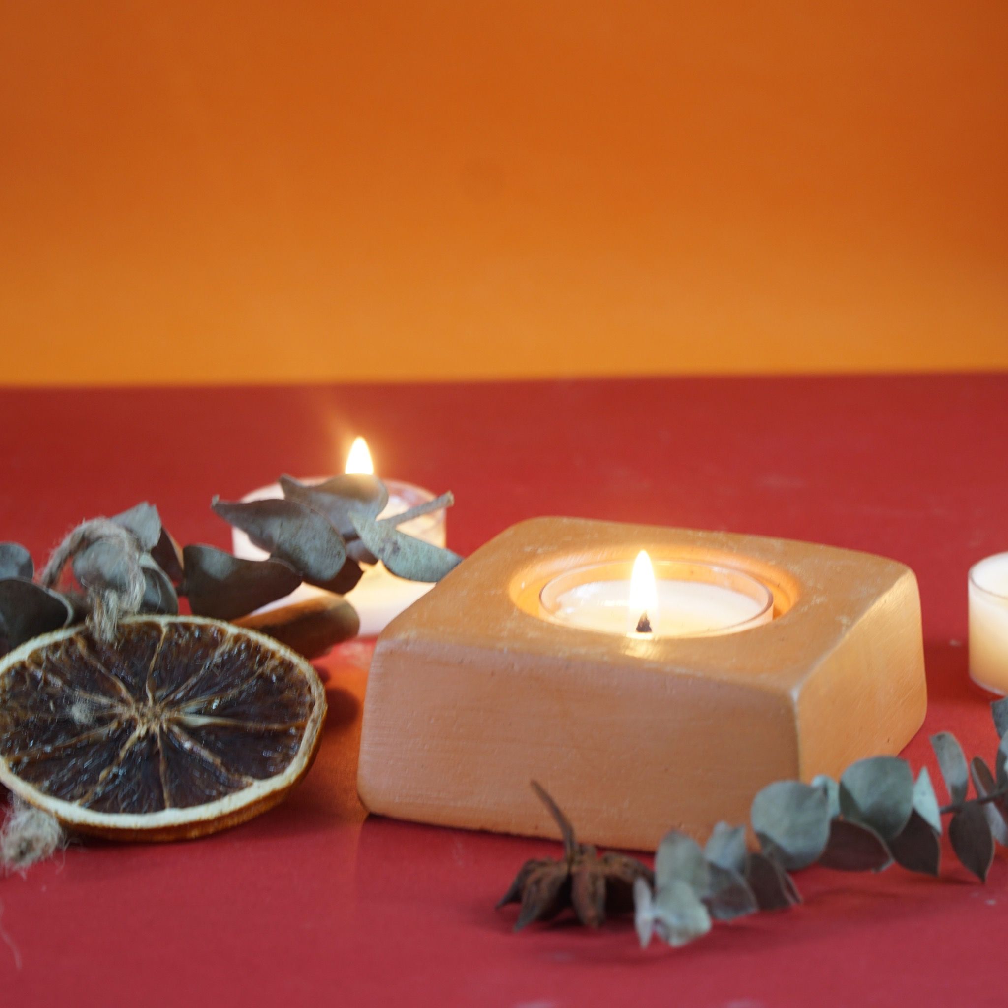  Đế Bỏ Nến Tealight Đất Nung Hình Vuông - DN34 