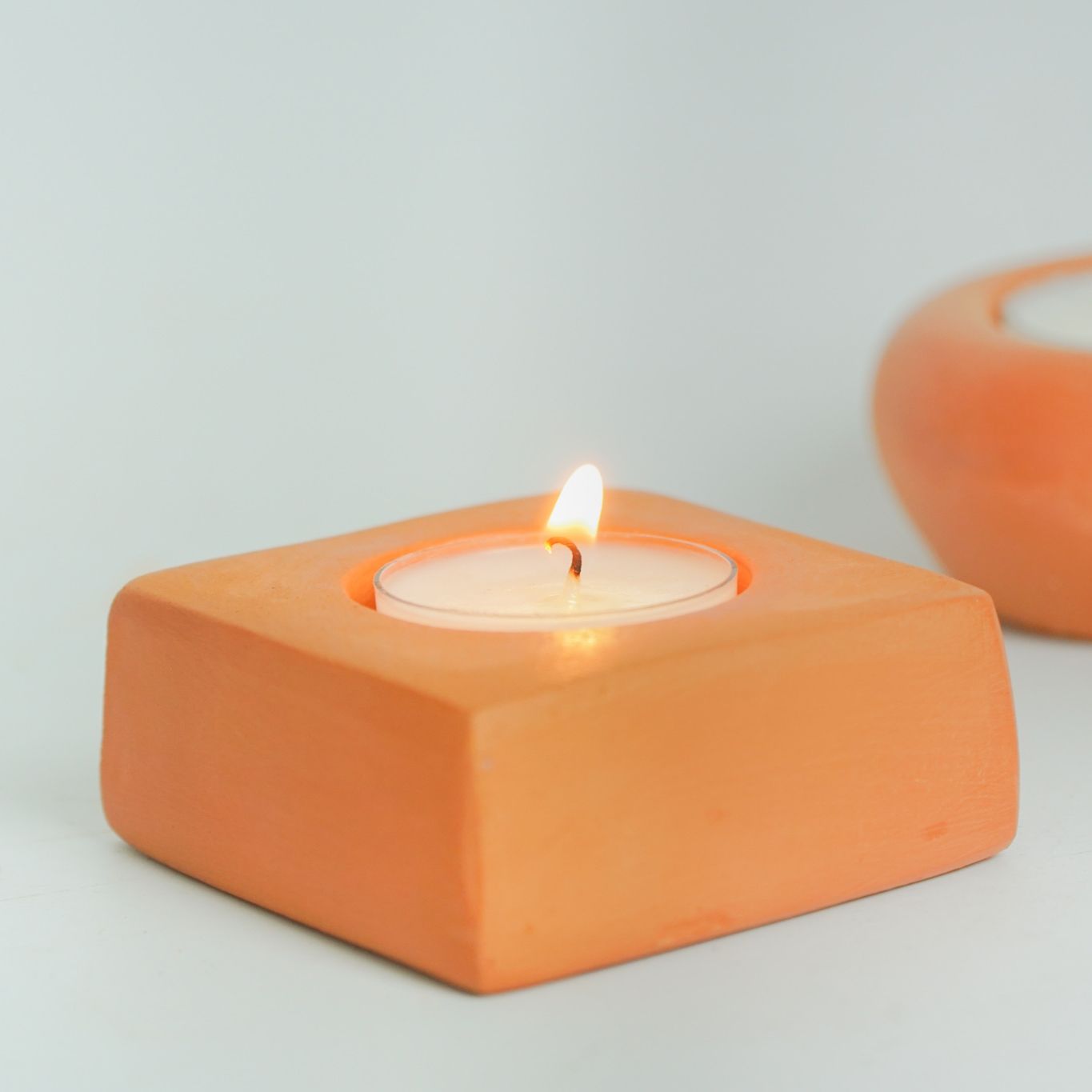  Đế Bỏ Nến Tealight Đất Nung Hình Vuông - DN34 