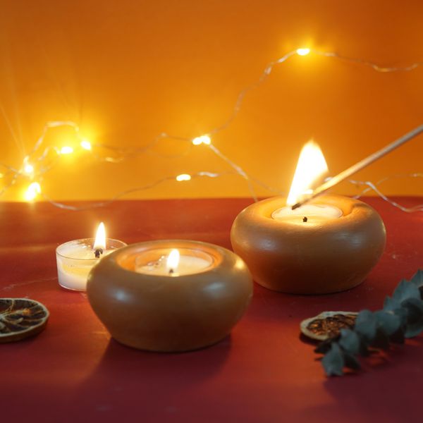  Đế Bỏ Nến Tealight Đất Nung Hình Tròn - DN35 