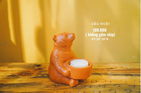  Đế Bỏ Nến Tealight - Con Gấu Ôm Tô - DN56 