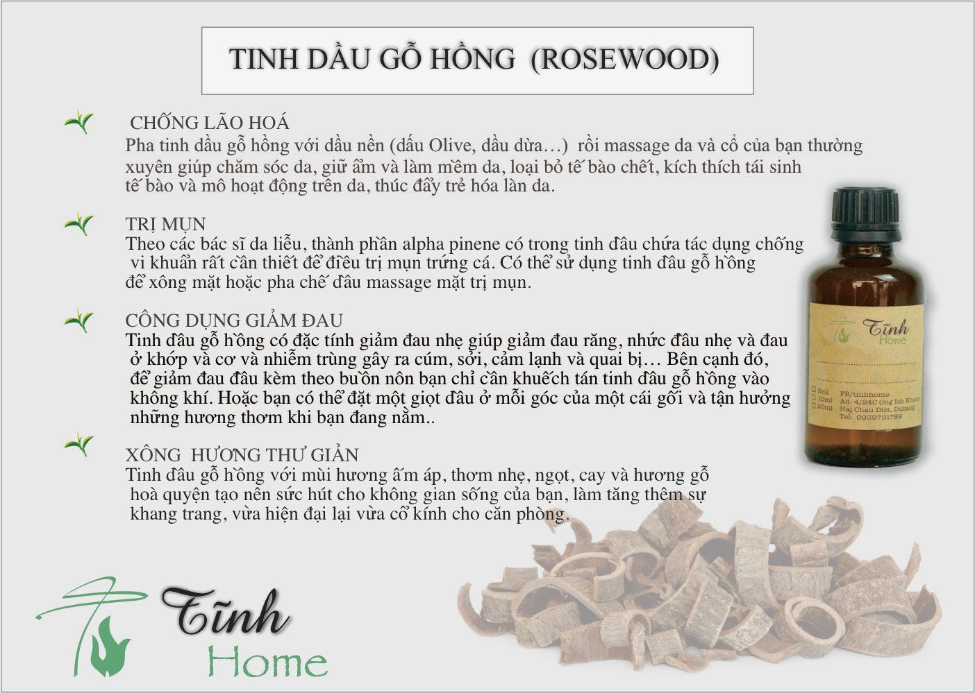  Tinh Dầu Gỗ Hồng - Rosewood Essential Oil -  TD12 