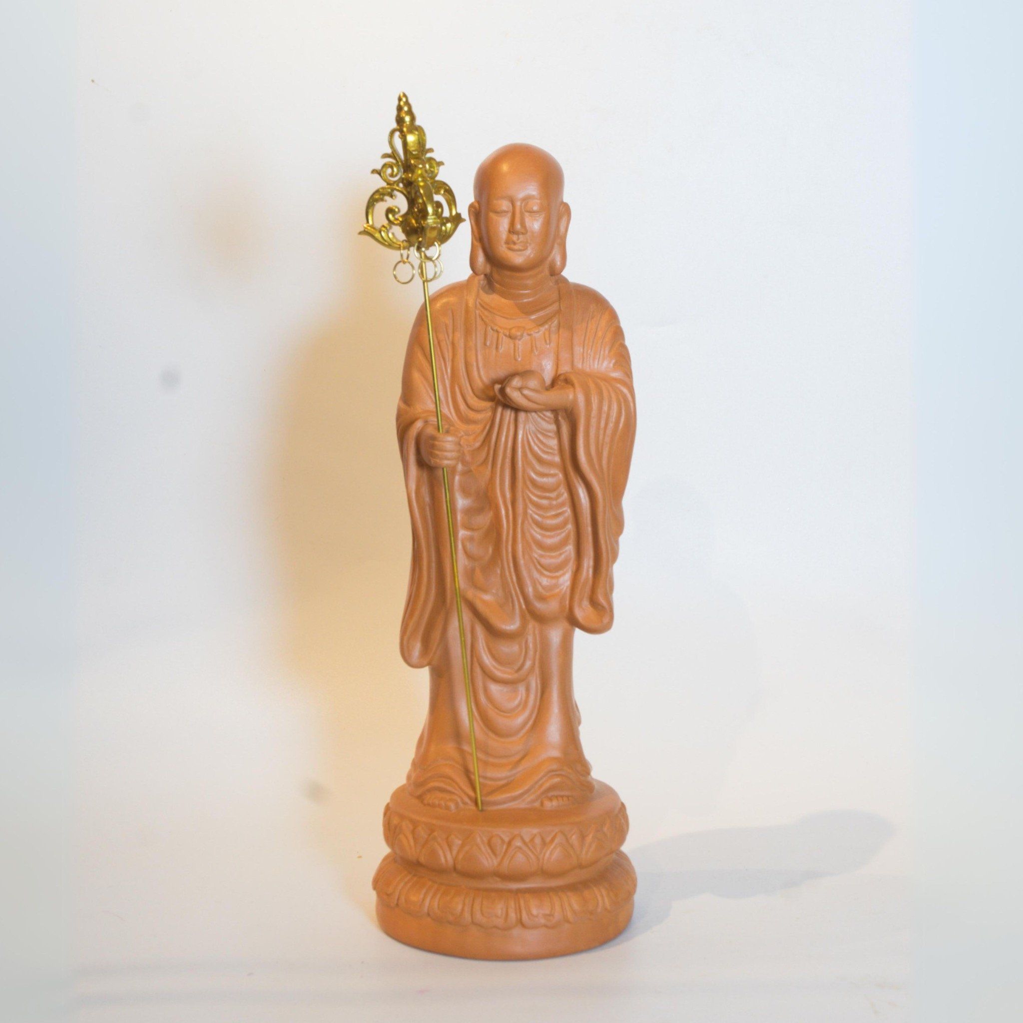  Tượng Địa Tạng Đất Nung Kèm Tích Trượng - TTT123 