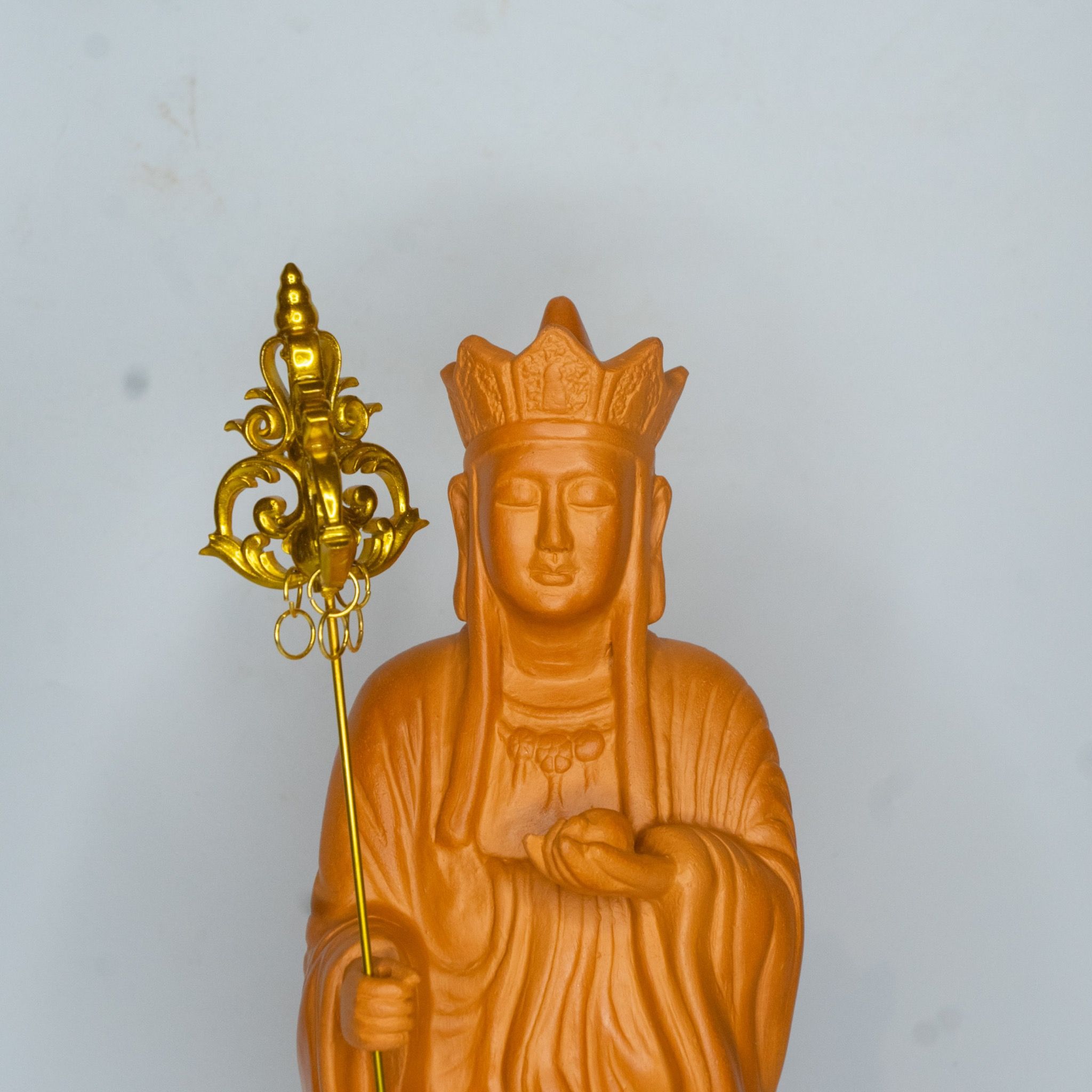  Tượng Địa Tạng Đất Nung Kèm Tích Trượng - TTT123 