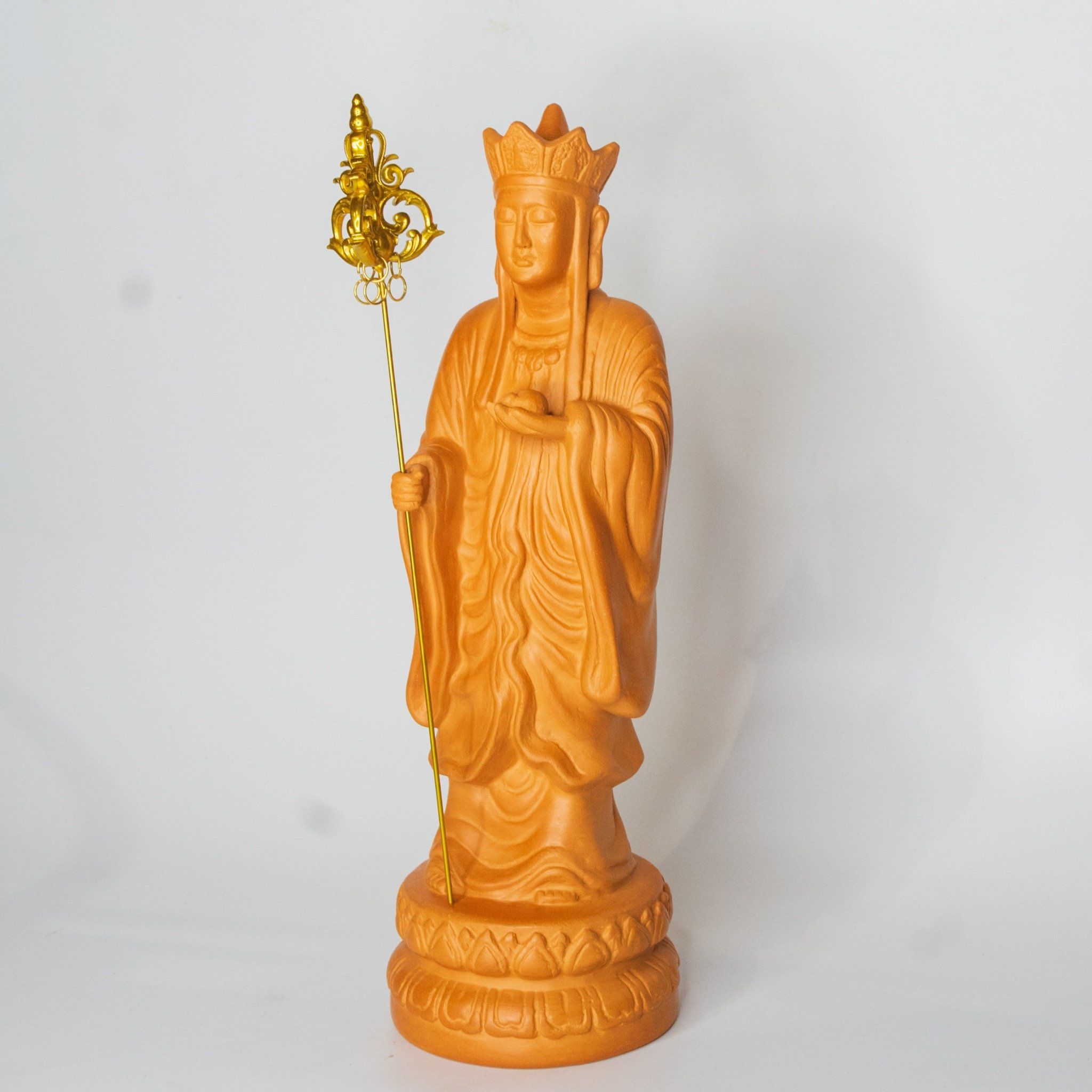  Tượng Địa Tạng Đất Nung Kèm Tích Trượng - TTT123 