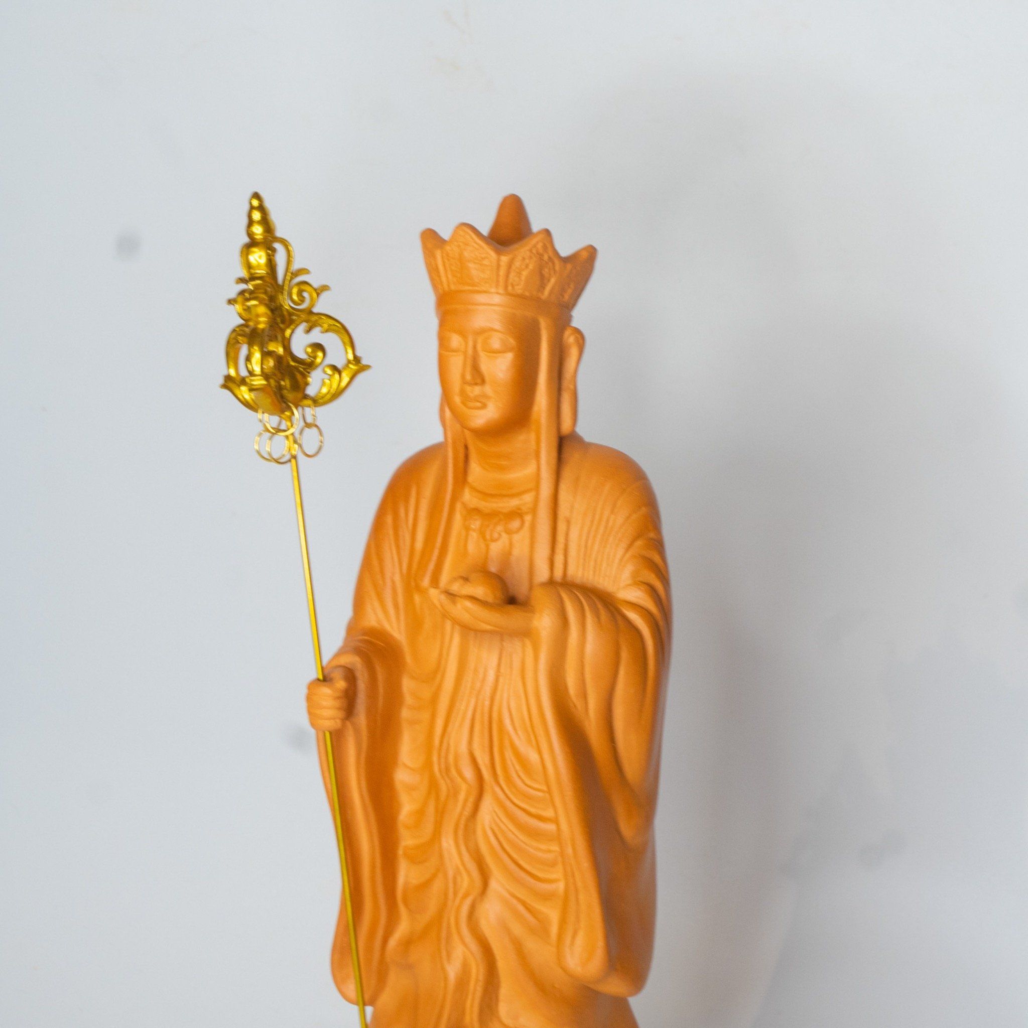  Tượng Địa Tạng Đất Nung Kèm Tích Trượng - TTT123 