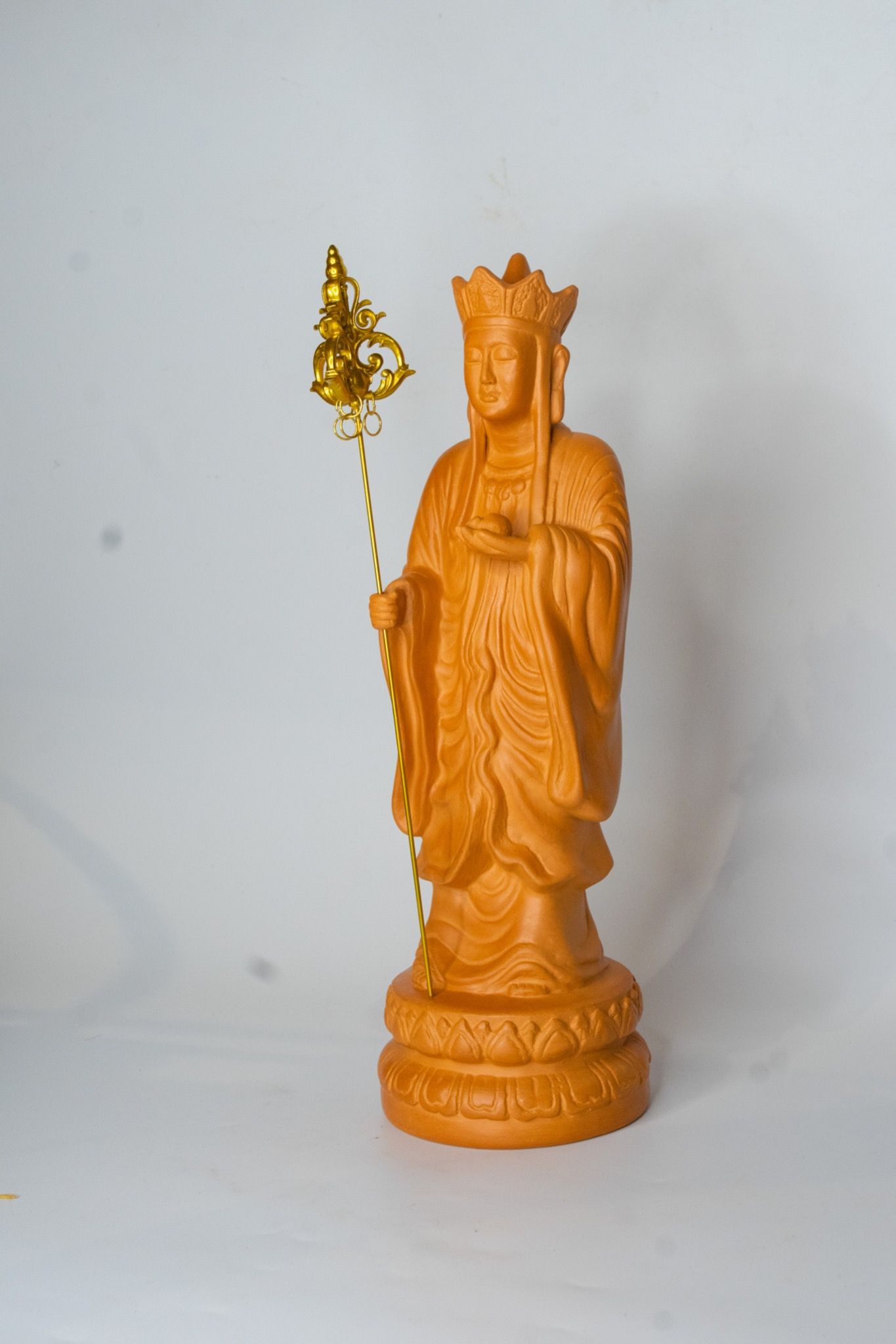  Tượng Địa Tạng Đất Nung Kèm Tích Trượng - TTT123 