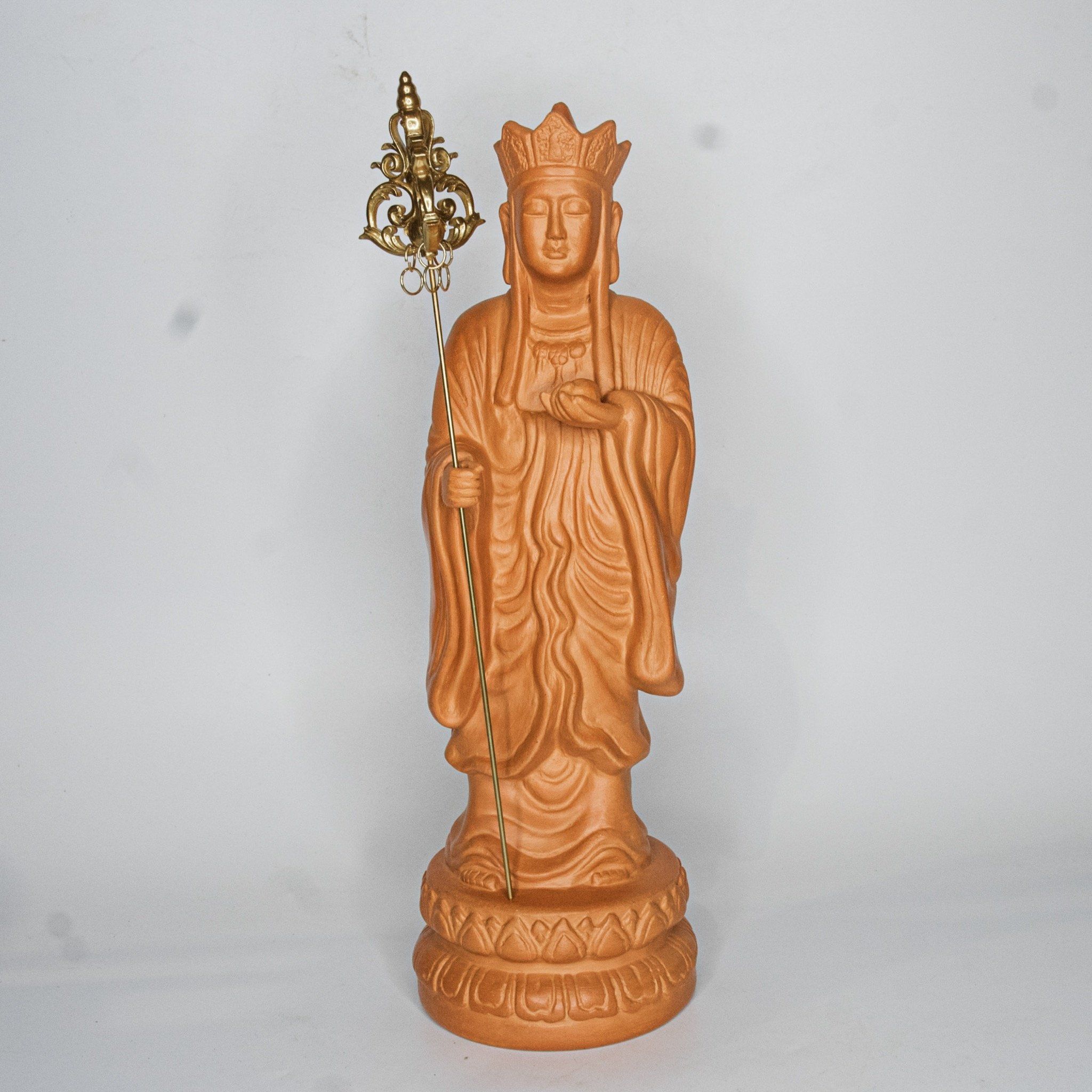  Tượng Địa Tạng Đất Nung Kèm Tích Trượng - TTT123 