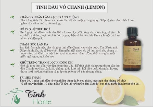  Tinh Dầu Vỏ Chanh - Lemon Essential Oil -  TD10 