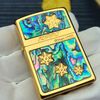 BẬT LỬA ZIPPO MẠ VÀNG HOA VĂN KHẢM XÀ CỪ (KHẢM TRAI) HÌNH SAO ZN80