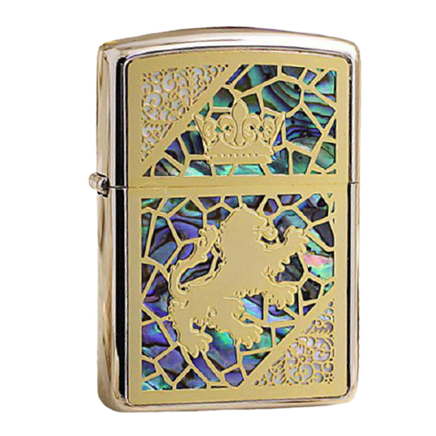 Zippo Armor Kì Lân ốp khảm trai 2 mặt ZN112