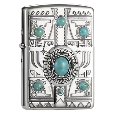 Zippo Nhật Armor dán Ngọc Lam kiểu Ấn Độ ZN113