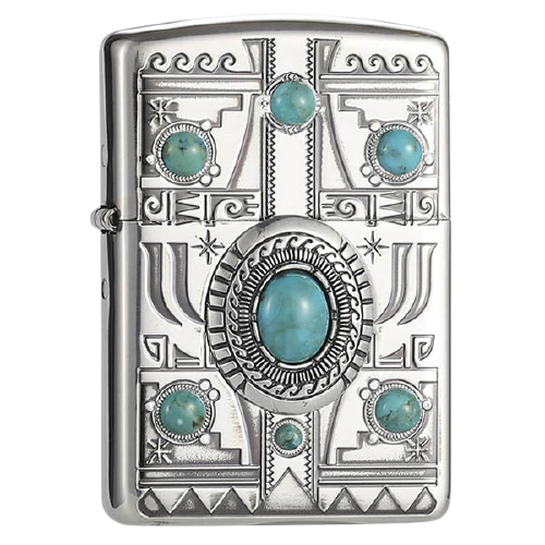 Zippo Nhật Armor dán Ngọc Lam kiểu Ấn Độ ZN113