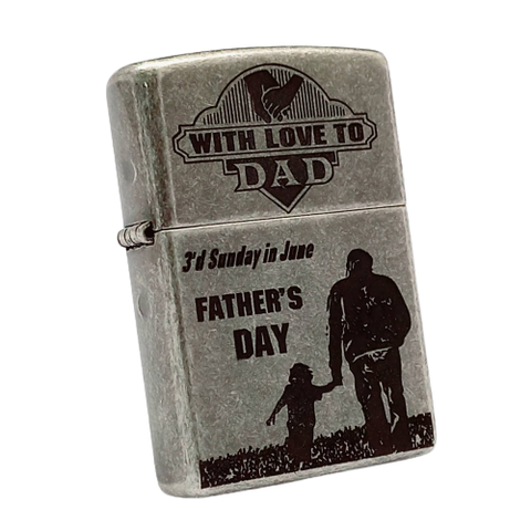 Bật Lửa Zippo Antique Silver Plated Khắc Father's Day Z319