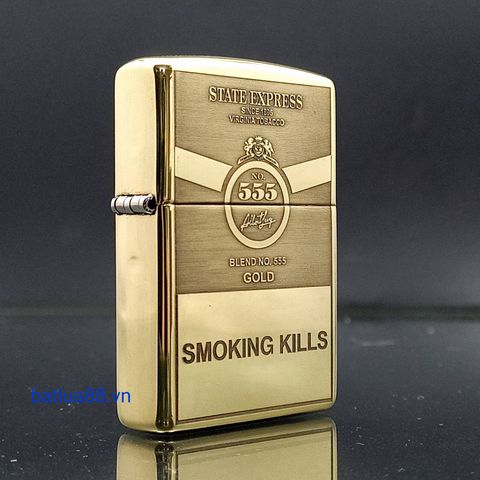 BẬT LỬA ZIPPO BRASS ĐỒNG KHỐI CHỦ ĐỀ THUỐC LÁ 555 ZKB84