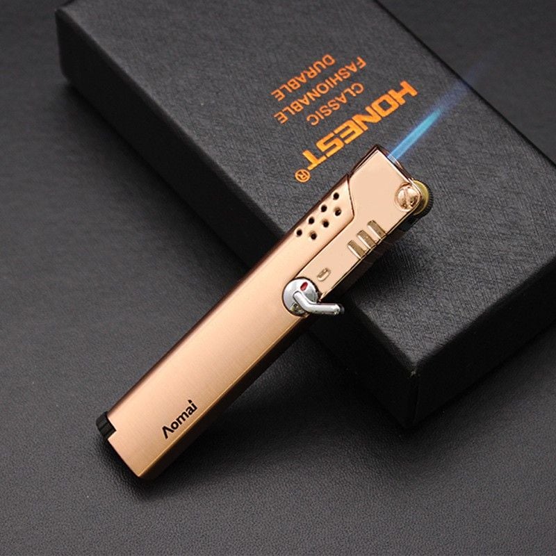 Quẹt Bật Lửa Khò Gas Đá 1 Tia Cực Mạnh Aomai AM-369 Có Chế Độ Rảnh Tay, Không Tắt Khi Đi Gió