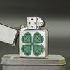 BẬT LỬA ZIPPO CHROME BÓNG HOA VĂN SƠN HẤP NHIỆT CHỦ ĐỀ CỎ 4 LÁ NĂM 2015 Z80