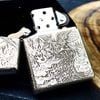 BẬT LỬA ZIPPO BẠC ĐÚC NGUYÊN KHỐI STERLING CHẠM KHẮC CHIM PHƯỢNG HOÀNG 4 MẶT - ZB32