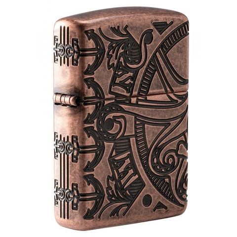 Bật Lửa Zippo 49000 – Zippo Armor MultiCut Nautical Scene Antique Copper Z264