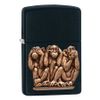 Bật Lửa Zippo Three Monkeys Black Matte Emblem 3 Con Khỉ 3 Không (Không Nghe, Không Nói, Không Nhìn) Z304