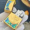 BẬT LỬA ZIPPO MẠ VÀNG HOA VĂN KHẢM XÀ CỪ (KHẢM TRAI) HÌNH RỒNG ZN82