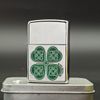 BẬT LỬA ZIPPO CHROME BÓNG HOA VĂN SƠN HẤP NHIỆT CHỦ ĐỀ CỎ 4 LÁ NĂM 2015 Z80