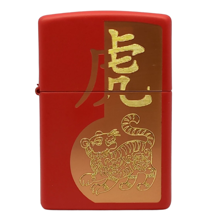 Bật Lửa Zippo 49701 – Zippo Year of the Tiger Design Red Matte Hổ Nhâm Dần Z298