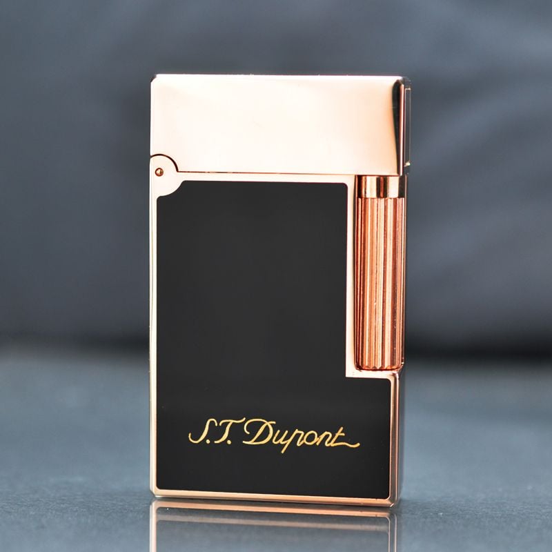 Bật lửa ST Dupont sơn mài đen nắp vàng hồng D131H