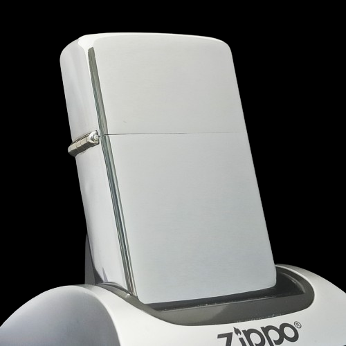 Bật Lửa Zippo Cổ Đồng Khối Mạ Chrome Phay Xước Trơn 2 Mặt, Đời 8 Vạch Thẳng Năm 1966 ZC177