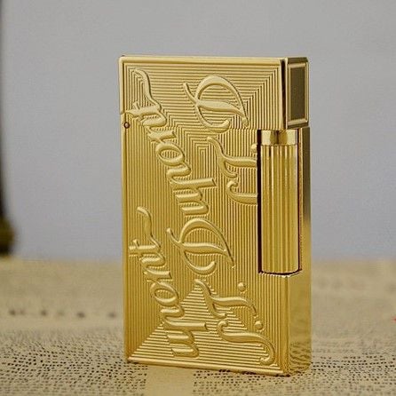D161- Bật Lửa Dunpont Mạ Vàng Kẻ Sọc Khắc Chữ Dupont