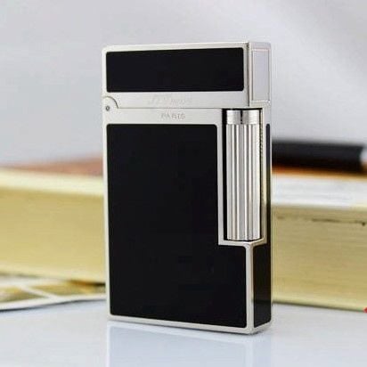D174 -  Bật Lửa Dupont Sơn Mài Đen Viền Trắng