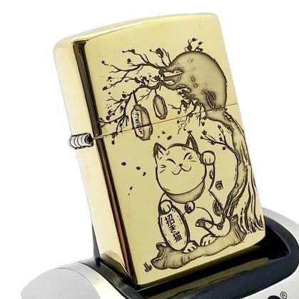 Bật Lửa Zippo Đồng Khối Khắc Tuổi Mão Con Mèo - Chủ Đề 12 Con Giáp ZKB106