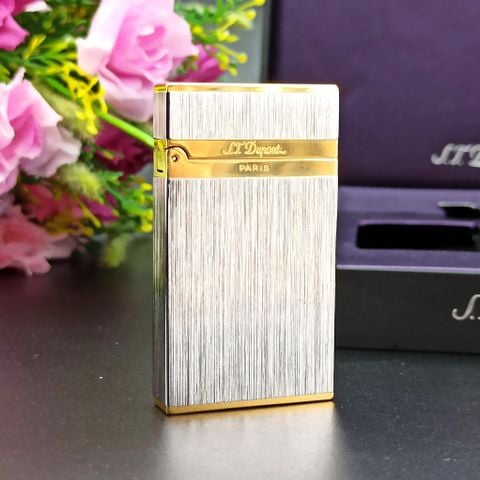 BẬT LỬA DUPONT XĂNG VÂN SỌC THẲNG VIỀN MẠ VÀNG DX15 SỬ DỤNG XĂNG BẬT LỬA ZIPPO