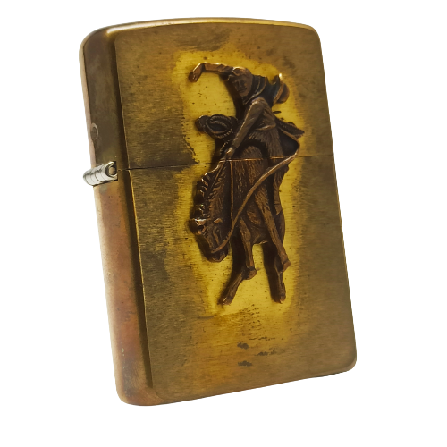 Bật Lửa Zippo Đồng Khối emblem Marlboro Rodeo Đời X La Mã Sản Xuất Năm 1994 ZL508