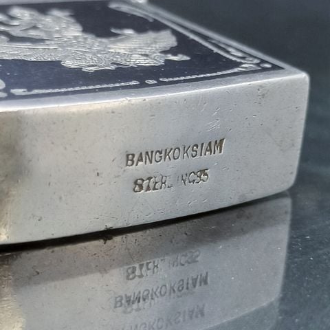Bật Lửa Bạc Thái Đúc Nguyên Khối SX Thủ Công Thập Niên 1960s BK16