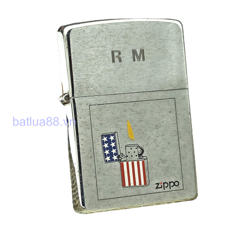 BẬT LỬA ZIPPO CHROME SƠN HẤP NHIỆT CHỦ ĐỀ ZIPPO CỜ MỸ NĂM 2003 Z111