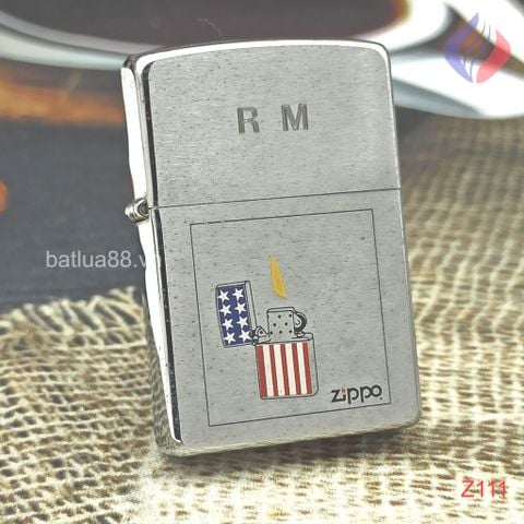 BẬT LỬA ZIPPO CHROME SƠN HẤP NHIỆT CHỦ ĐỀ ZIPPO CỜ MỸ NĂM 2003 Z111