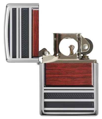 BẬT LỬA ZIPPO CHROME BÓNG VÂN GỖ NỔI DÀNH RIÊNG HÚT TẨU PIPE Z124