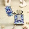 BẬT LỬA  ZIPPO USA XUẤT NHẬT BỌC BẠC HOA VĂN VÂN MÂY MEM XANH NGỌC SANG TRỌNG, MAY MẮN - ZN97