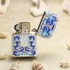BẬT LỬA  ZIPPO USA XUẤT NHẬT BỌC BẠC HOA VĂN VÂN MÂY MEM XANH NGỌC SANG TRỌNG, MAY MẮN - ZN97