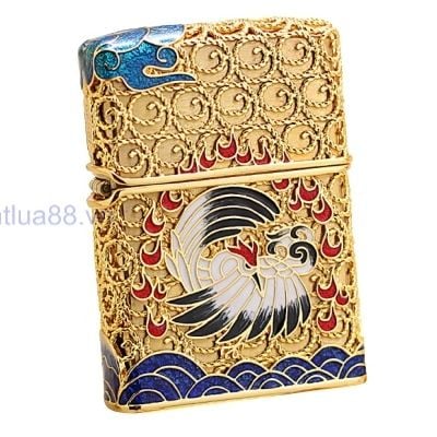 BẬT LỬA ZIPPO BỌC VÀNG PHƯỢNG HOÀNG LỬA SANG TRỌNG - ZN96