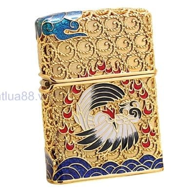 BẬT LỬA ZIPPO USA XUẤT NHẬT BỌC VÀNG PHƯỢNG HOÀNG LỬA SANG TRỌNG - ZN96